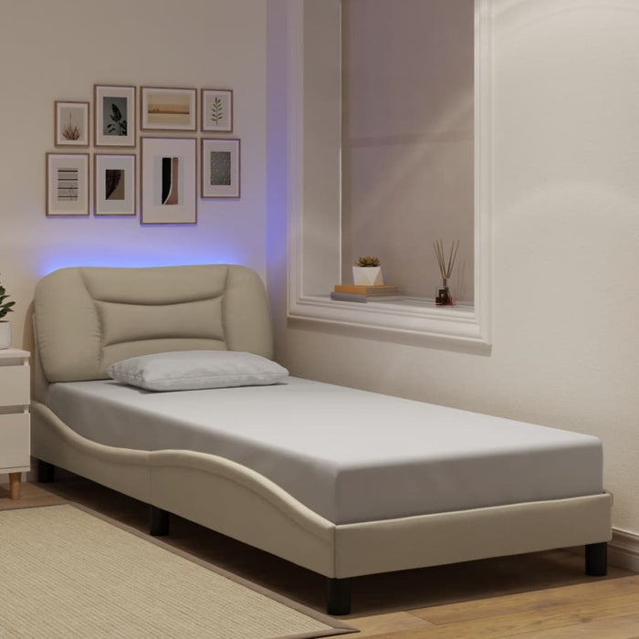 Cadru de pat cu LED fără saltea, Hvar, crem, 90x200 cm, textil WALTI