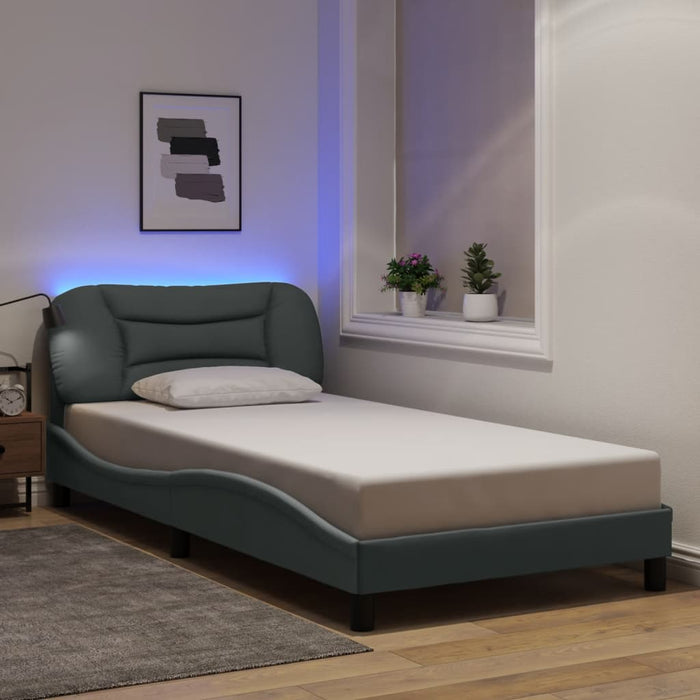 Cadru de pat cu LED fără saltea Hvar Gri deschis 100x200 cm Material WALTI