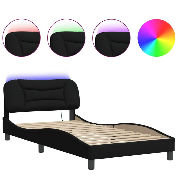 Cadru de pat cu lumini LED, negru, 100x200 cm, textil - WALTI WALTI