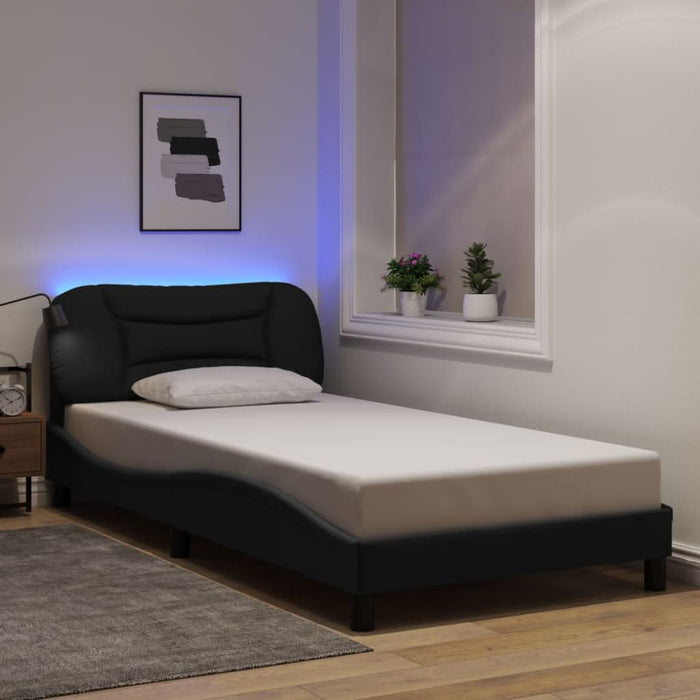 Cadru de pat cu lumini LED, negru, 100x200 cm, textil - WALTI WALTI