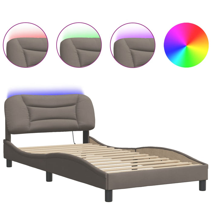 Cadru de pat cu LED fără saltea Hvar Taupe 100x200 cm Material WALTI