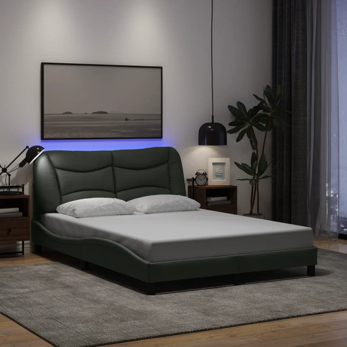 Cadru de pat cu LED fără saltea Hvar țesătură gri închis 120x200 cm WALTI