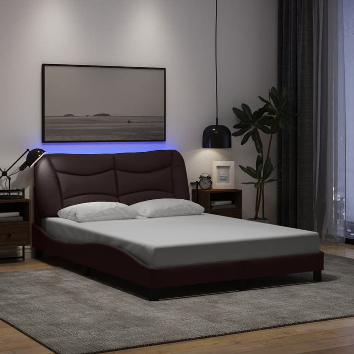 Cadru de pat cu LED fără saltea Hvar țesătură maro închis 120x200 cm WALTI