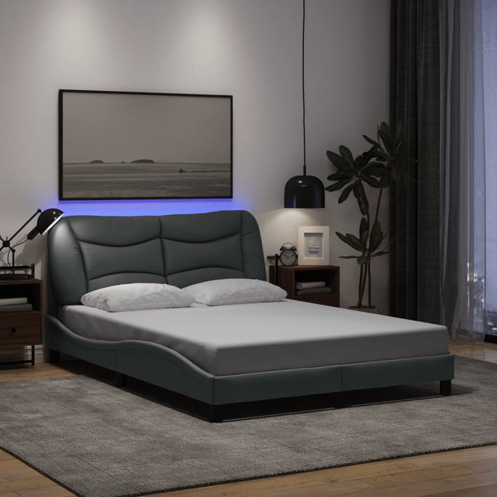 Cadru de pat cu LED fără saltea Hvar Gri deschis 140x190 cm Material WALTI