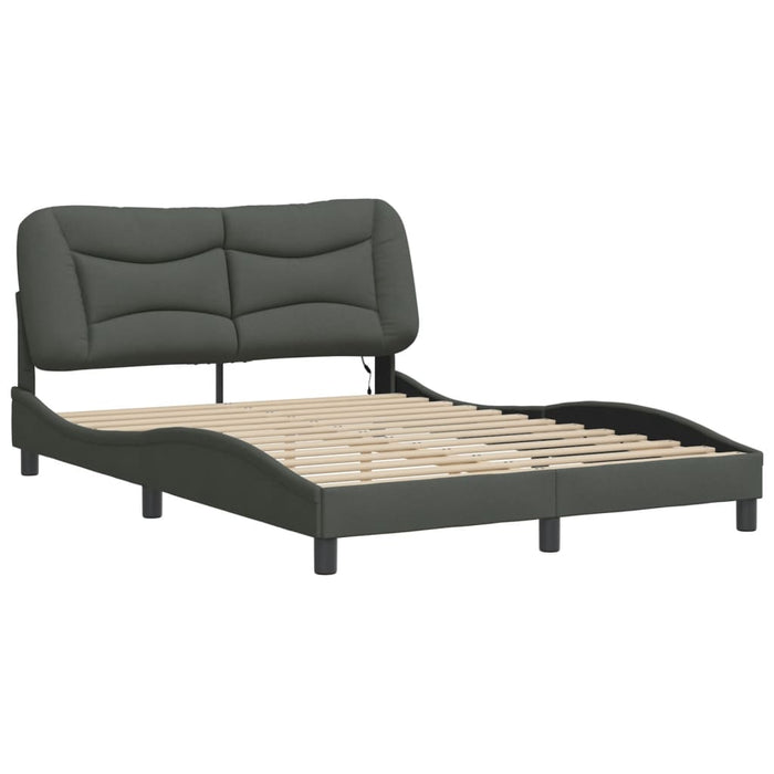 Cadru de pat cu LED fără saltea Hvar Gri închis 140x190 cm Material WALTI