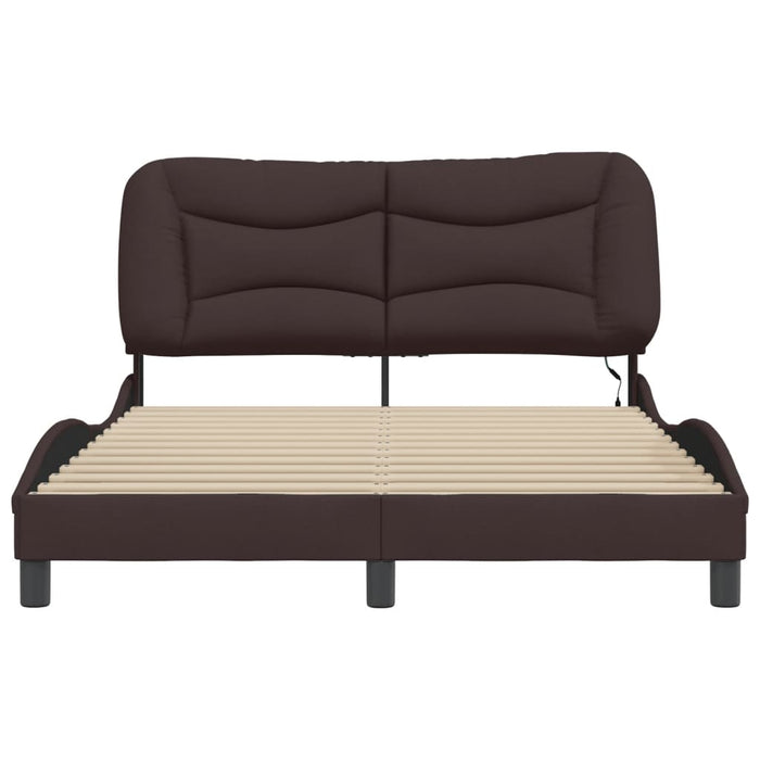Cadru de pat cu LED fără saltea Hvar țesătură maro închis 140x190 cm WALTI