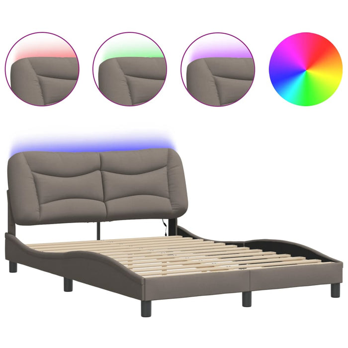 Cadru de pat cu LED fără saltea Hvar Taupe 140x190 cm Material WALTI