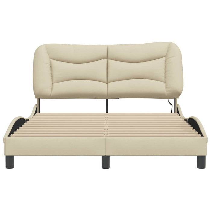 Cadru de pat cu LED fără saltea Hvar cremă 140x190 cm țesătură WALTI