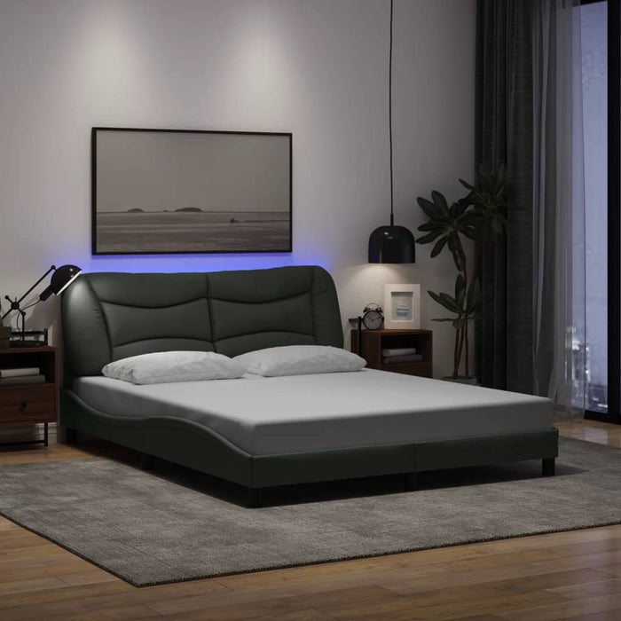 Cadru de pat cu LED fără saltea Hvar Gri închis 160x200 cm Material WALTI