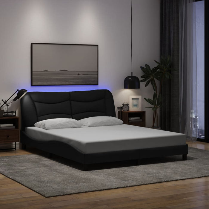 Cadru de pat cu LED fără saltea Hvar Negru 160x200 cm Material WALTI