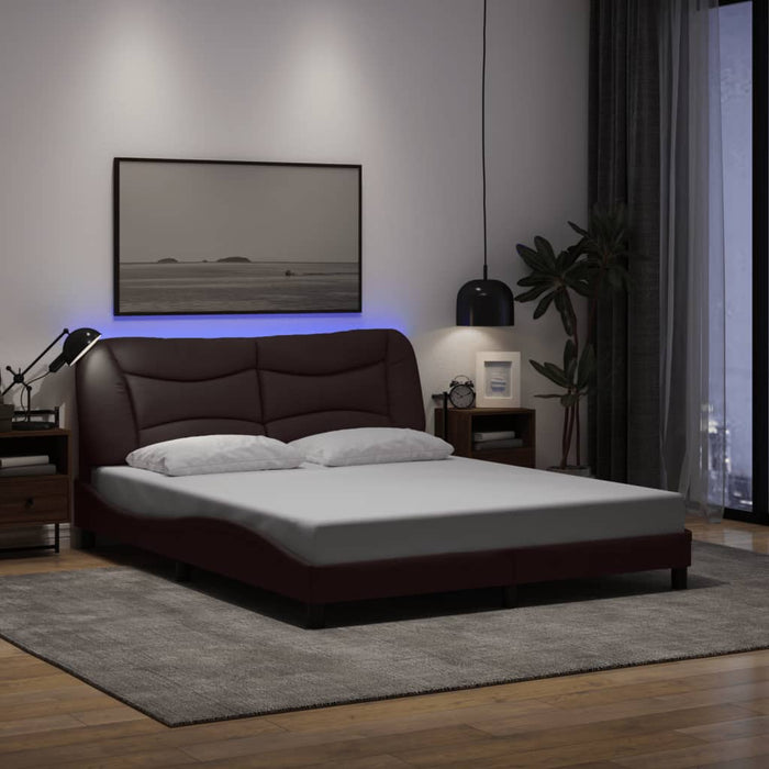Cadru de pat cu LED fără saltea Hvar țesătură maro închis 160x200 cm WALTI