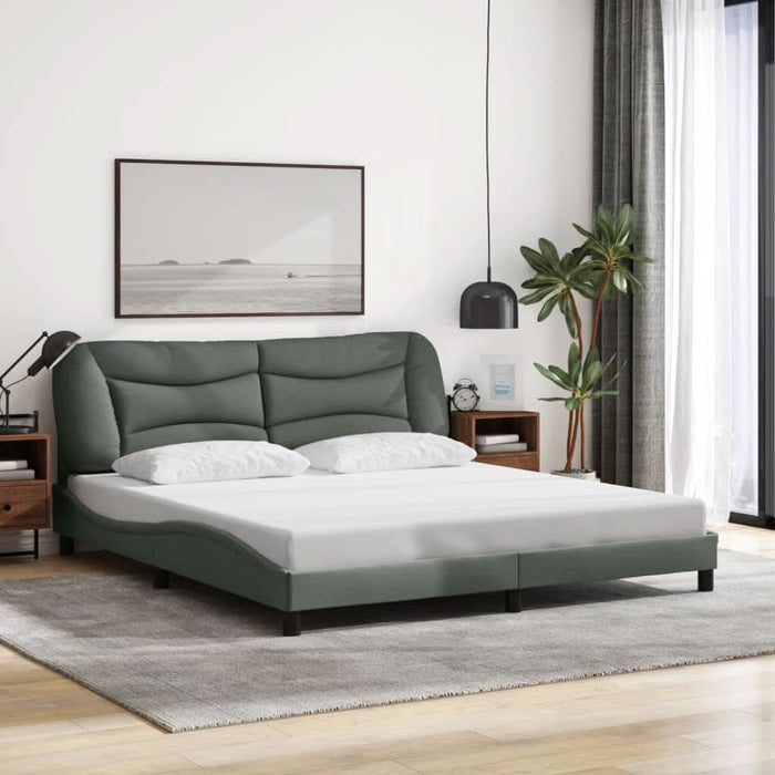 Cadru de pat cu lumini LED, gri închis, 180x200 cm, textil - WALTI WALTI