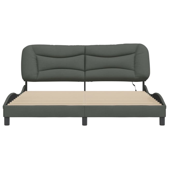Cadru de pat cu lumini LED, gri închis, 180x200 cm, textil - WALTI WALTI
