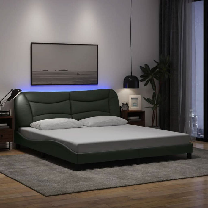 Cadru de pat cu lumini LED, gri închis, 180x200 cm, textil - WALTI WALTI
