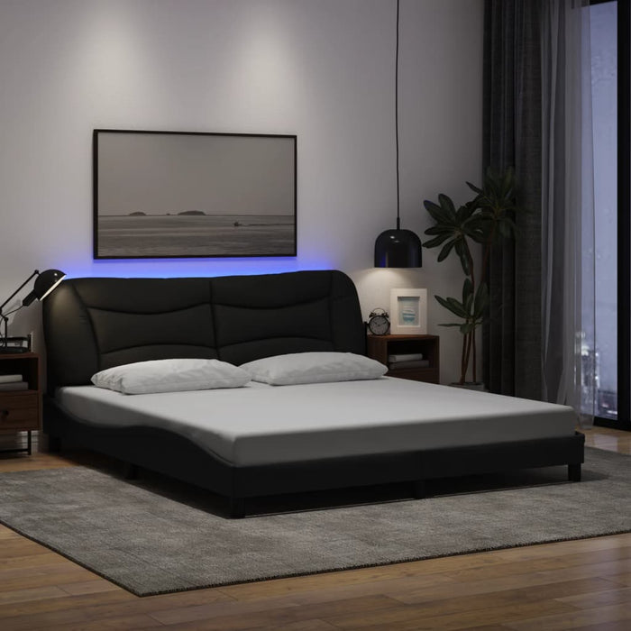 Cadru de pat cu LED fără saltea Hvar Negru 180x200 cm Material WALTI