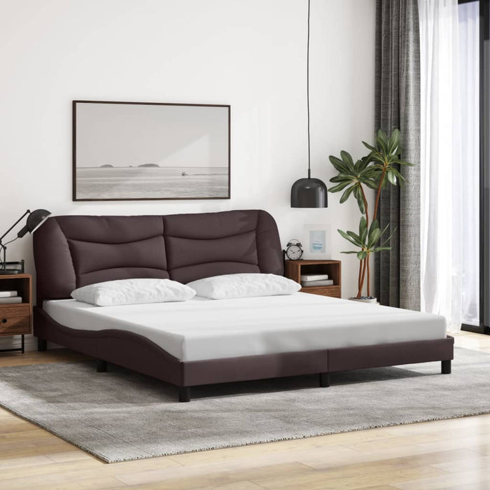Cadru de pat cu LED fără saltea țesătură maro închis 180x200 cm - WALTI WALTI