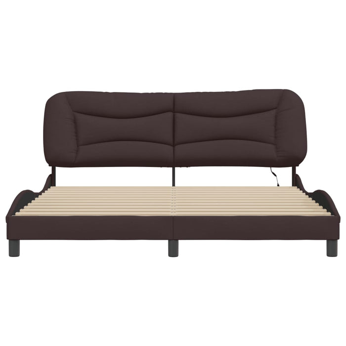 Cadru de pat cu LED fără saltea țesătură maro închis 180x200 cm - WALTI WALTI