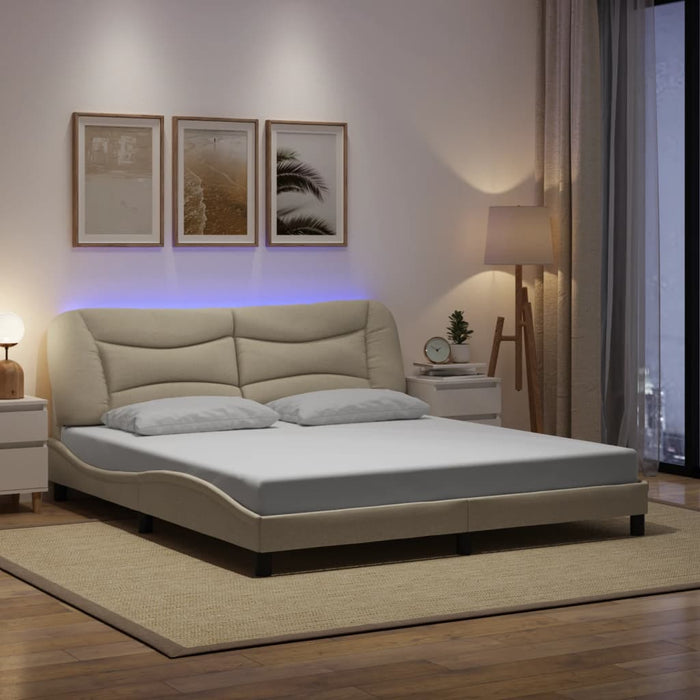 Cadru de pat cu LED fără saltea Hvar cremă 180x200 cm țesătură WALTI
