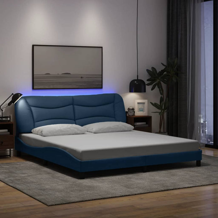 Cadru de pat cu LED fără saltea Hvar Albastru 180x200 cm Material WALTI