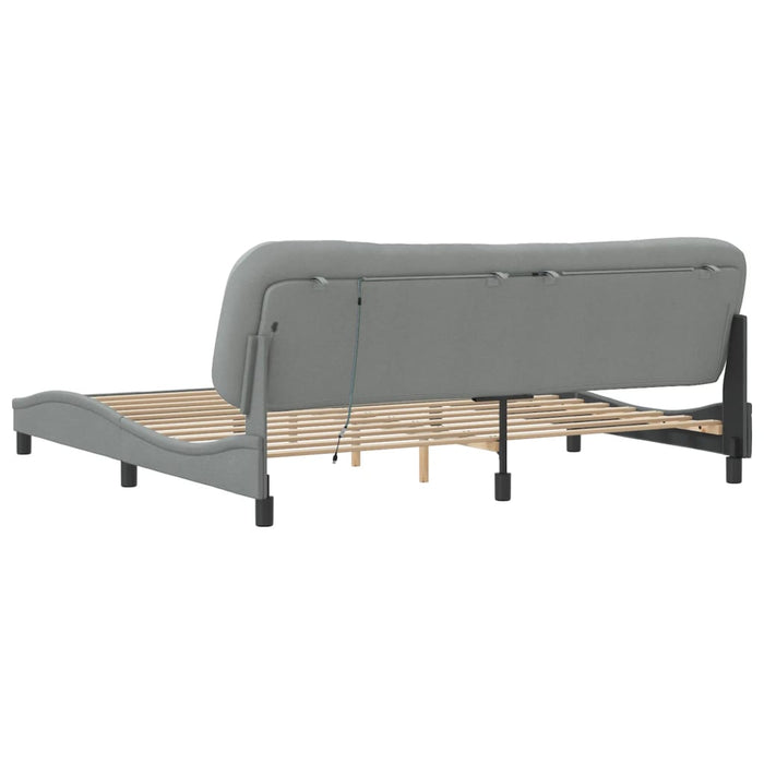 Cadru de pat cu LED fără saltea Hvar Gri deschis 200x200 cm Material WALTI