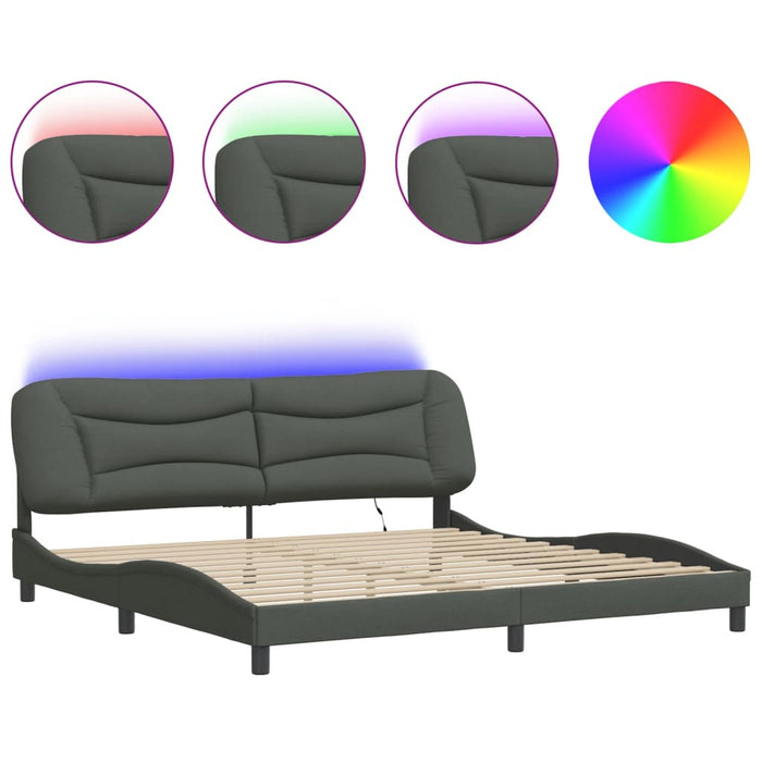 Cadru de pat cu LED fără saltea Hvar Gri închis 200x200 cm Material WALTI