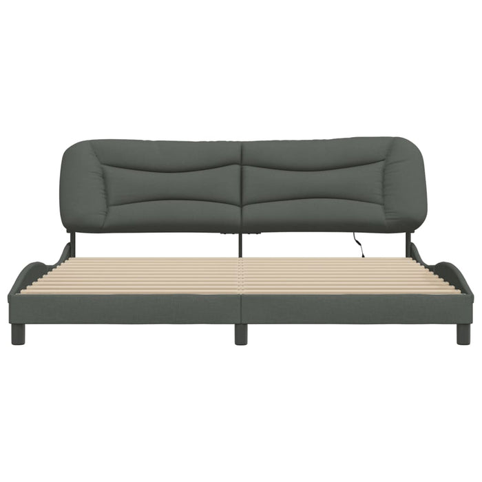 Cadru de pat cu LED fără saltea Hvar Gri închis 200x200 cm Material WALTI