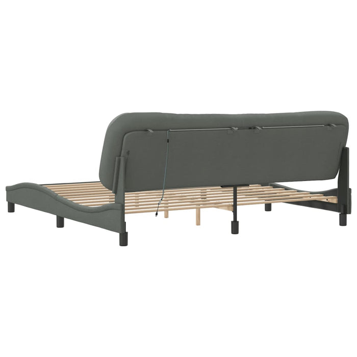 Cadru de pat cu LED fără saltea Hvar Gri închis 200x200 cm Material WALTI