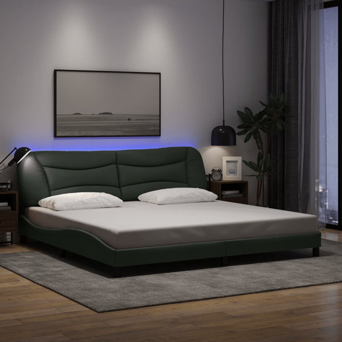 Cadru de pat cu LED fără saltea Hvar Gri închis 200x200 cm Material WALTI