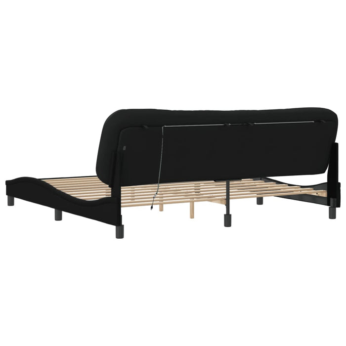 Cadru de pat cu LED fără saltea Hvar țesătură neagră 200x200 cm WALTI