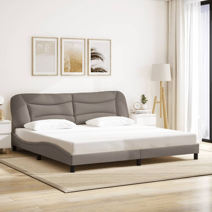 Cadru de pat cu LED fără saltea, Hvar, gri taupe, 200x200 cm, textil WALTI