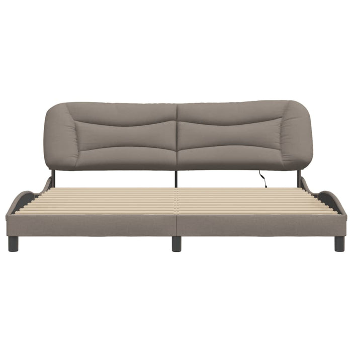 Cadru de pat cu LED fără saltea, Hvar, gri taupe, 200x200 cm, textil WALTI