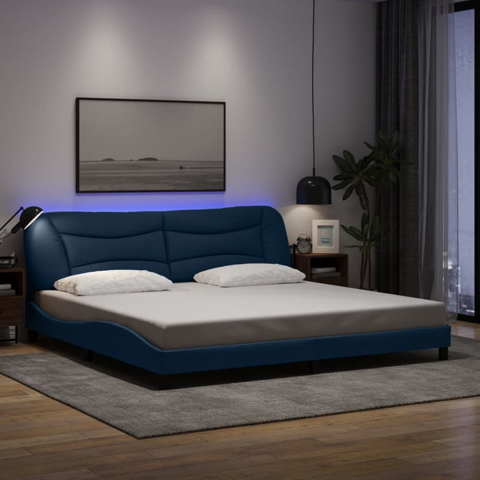 Cadru de pat cu LED fără saltea Hvar Albastru 200x200 cm Material WALTI