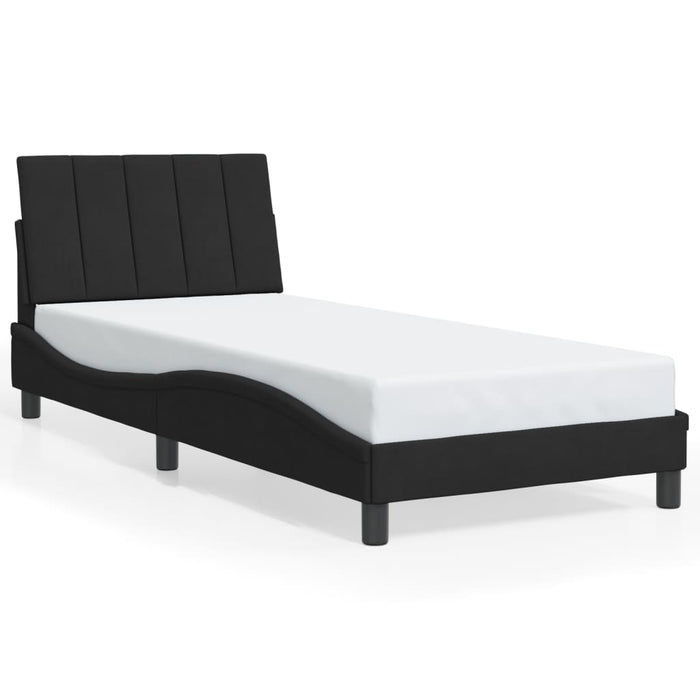 Cadru de pat cu LED fără saltea, Hanko, negru, 80x200 cm, catifea WALTI