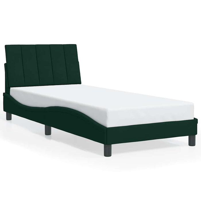 Cadru de pat cu LED fără saltea, Hanko, verde închis, 90x190 cm, catifea WALTI