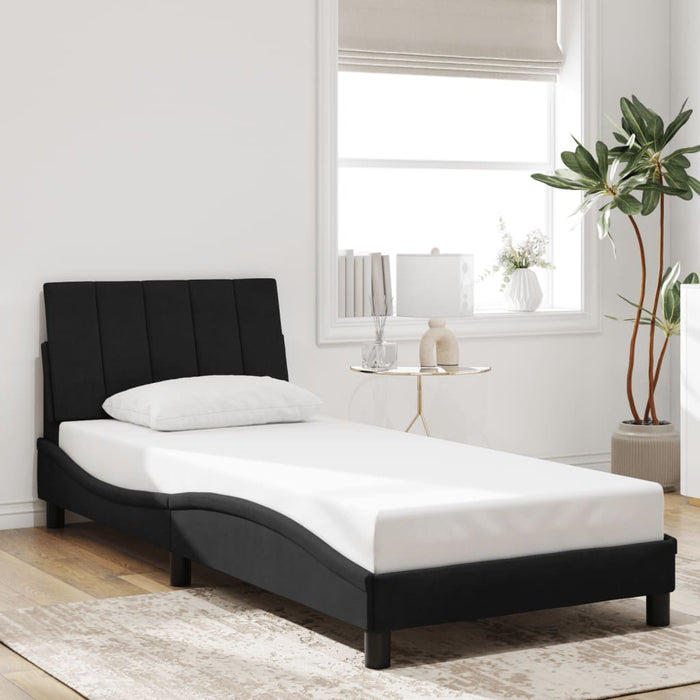 Cadru de pat cu LED fără saltea, Hanko, negru, 90x200 cm, catifea WALTI