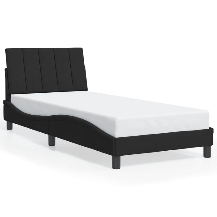 Cadru de pat cu LED fără saltea, Hanko, negru, 90x200 cm, catifea WALTI