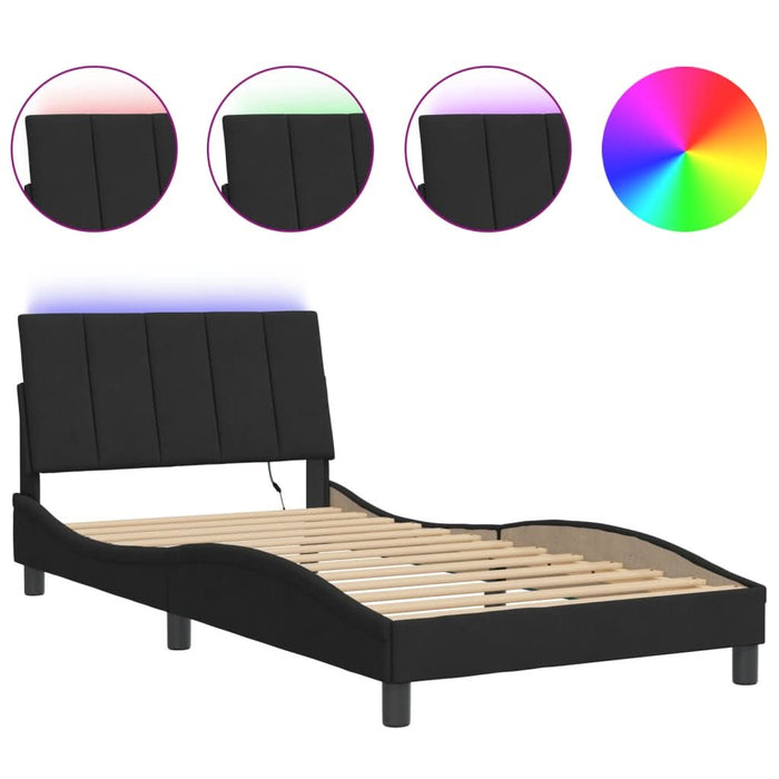 Cadru de pat cu lumini LED, negru, 100x200 cm, catifea - WALTI WALTI