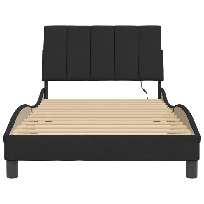 Cadru de pat cu lumini LED, negru, 100x200 cm, catifea - WALTI WALTI