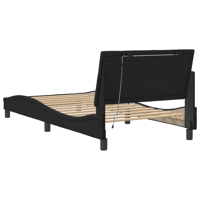 Cadru de pat cu lumini LED, negru, 100x200 cm, catifea - WALTI WALTI