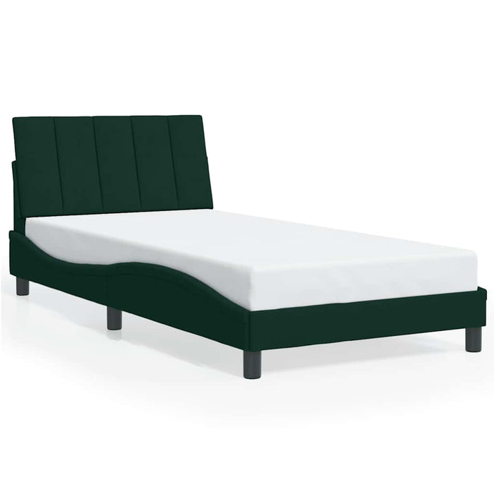 Cadru de pat cu LED fără saltea, Hanko, verde închis, 100x200 cm, catifea WALTI