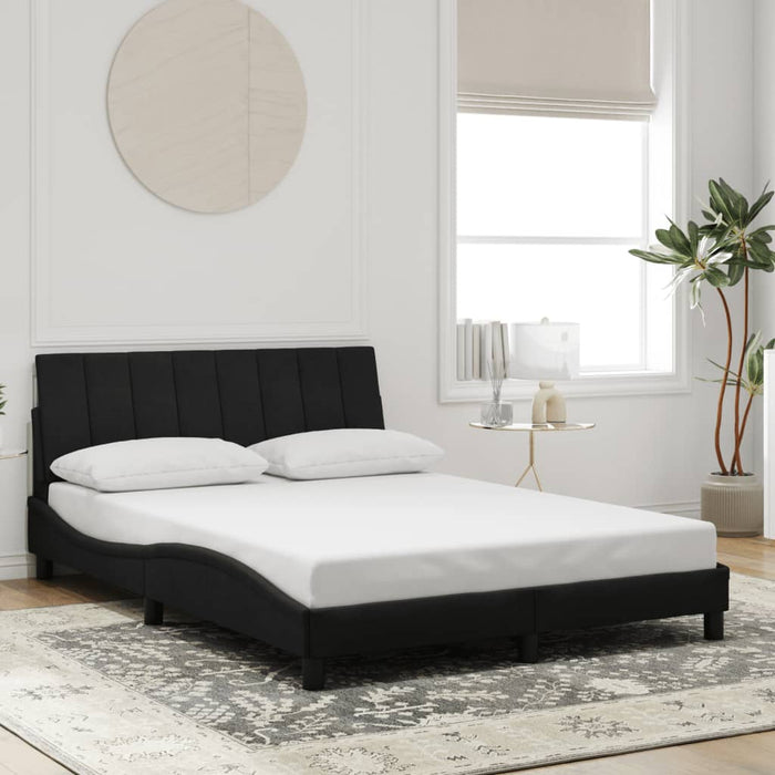 Cadru de pat cu LED fără saltea, Hanko, negru, 120x200 cm, catifea WALTI