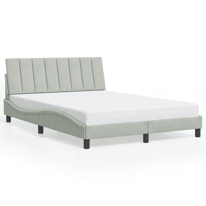 Cadru de pat cu LED fără saltea, Hanko, gri deschis, 140x190 cm, catifea WALTI