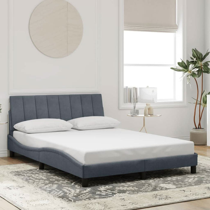 Cadru de pat cu lumini LED, gri închis, 140x190 cm, catifea - WALTI WALTI