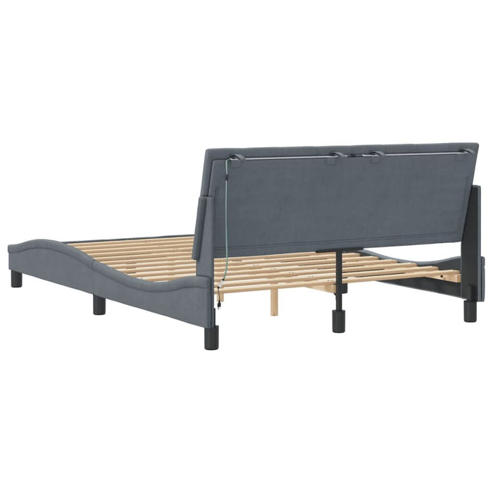 Cadru de pat cu lumini LED, gri închis, 140x190 cm, catifea - WALTI WALTI
