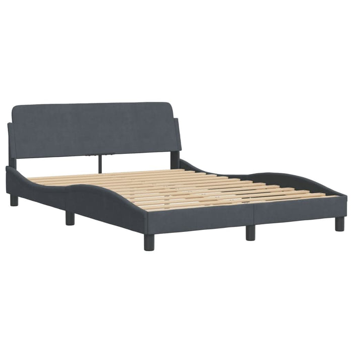 Cadru de pat cu lumini LED, gri închis, 140x190 cm, catifea - WALTI WALTI