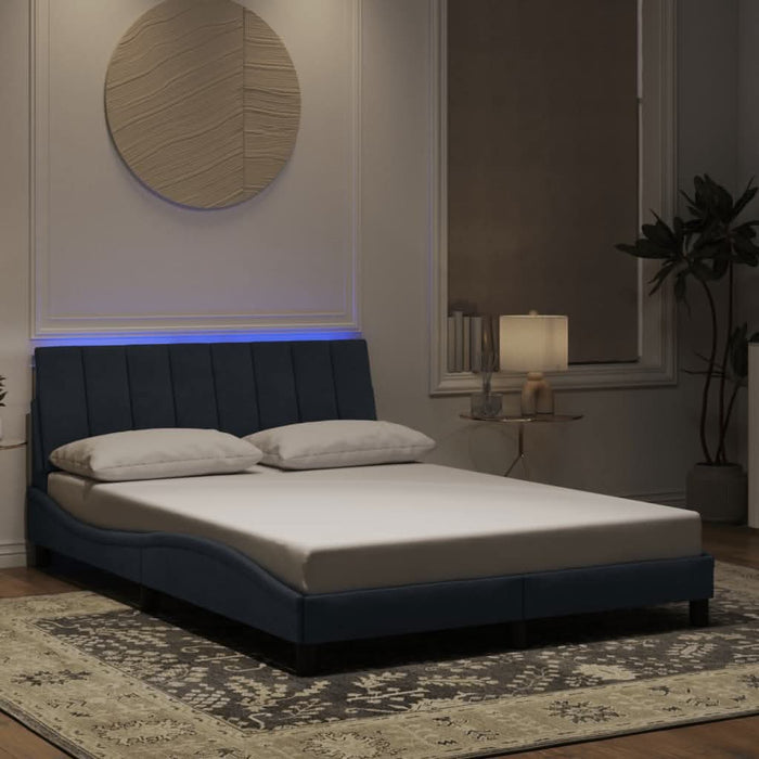 Cadru de pat cu lumini LED, gri închis, 140x190 cm, catifea - WALTI WALTI