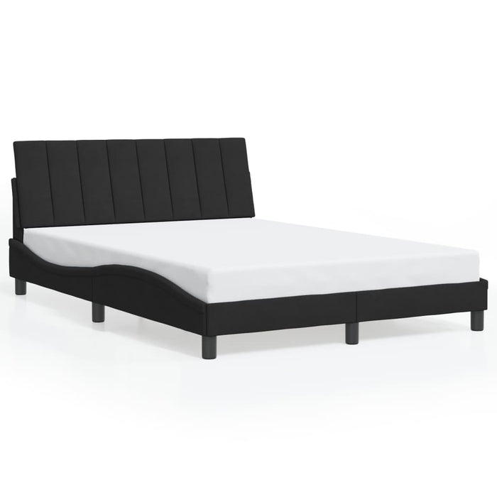 Cadru de pat cu LED fără saltea, Hanko, negru, 140x190 cm, catifea WALTI