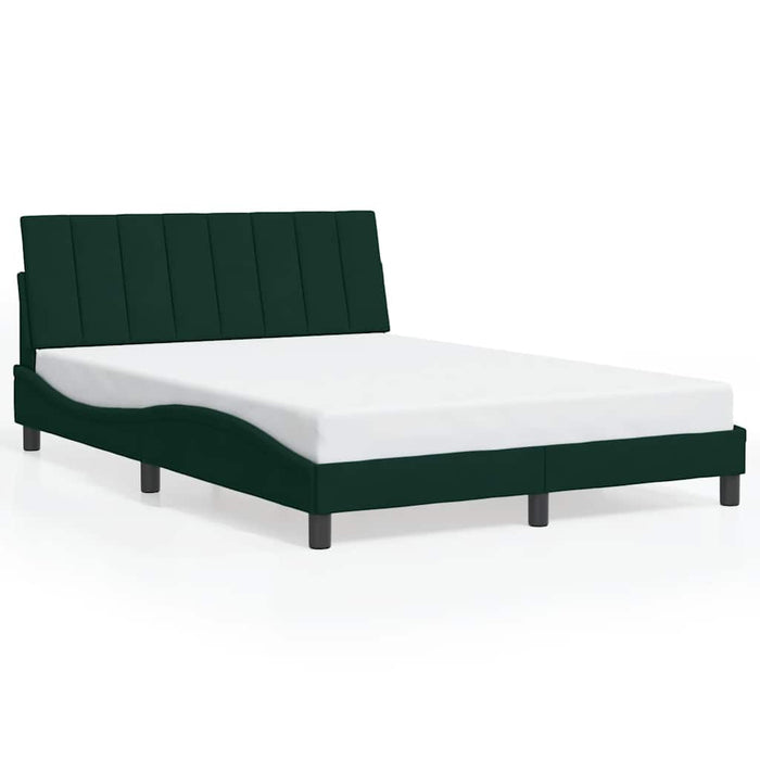 Cadru de pat cu LED fără saltea, Hanko, verde închis, 140x190 cm, catifea WALTI