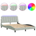 Cadru de pat cu lumini LED, gri deschis, 140x200 cm, catifea - WALTI WALTI