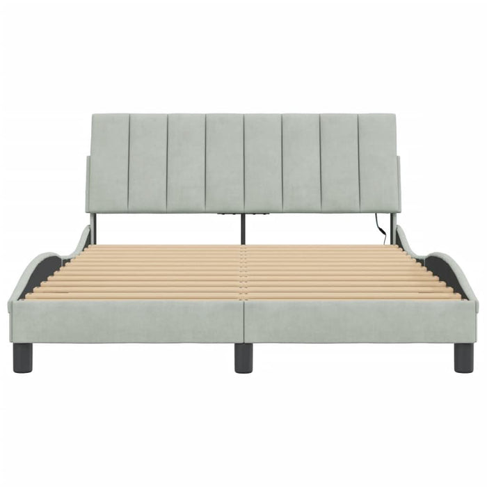 Cadru de pat cu lumini LED, gri deschis, 140x200 cm, catifea - WALTI WALTI
